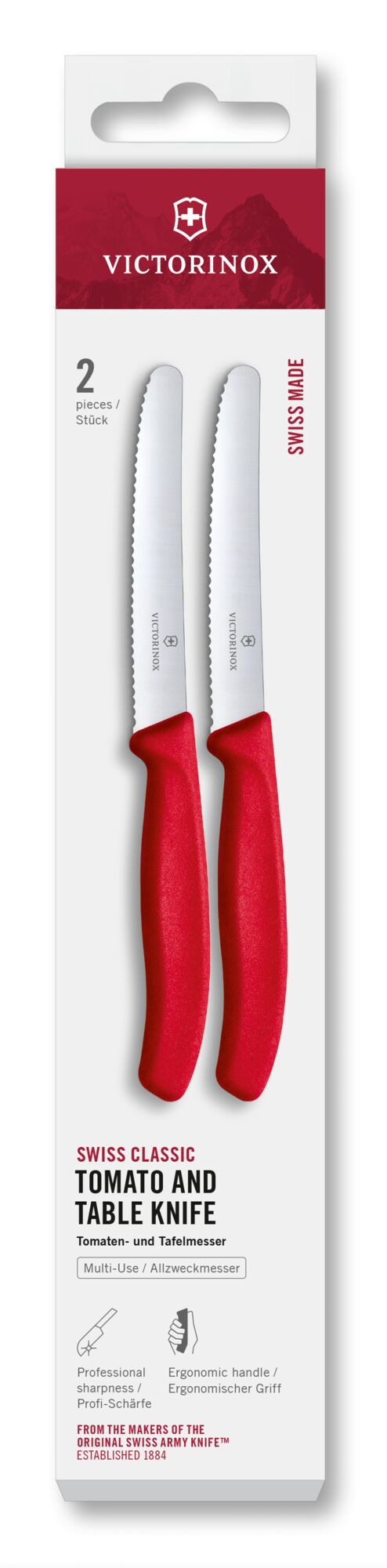 Victorinox Swiss Classic Tomaten- und Tafelmesser 11cm rot, 2-teilig