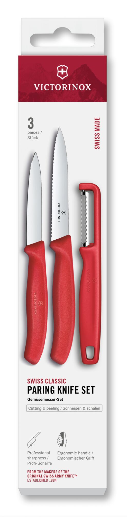 Victorinox Swiss Classic Gemüsemesser-Set mit Iota-Sparschäler, rot