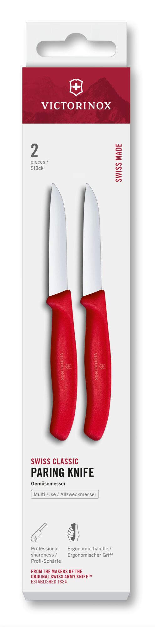Victorinox Swiss Classic Gemüsemesser 8cm, 2-teilig, rot
